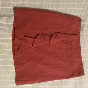 Blush pencil skirt w/ ruffle